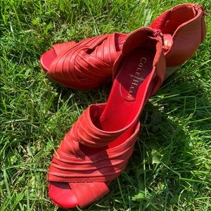 Red Cole Haan Shayna Pleated Wedges